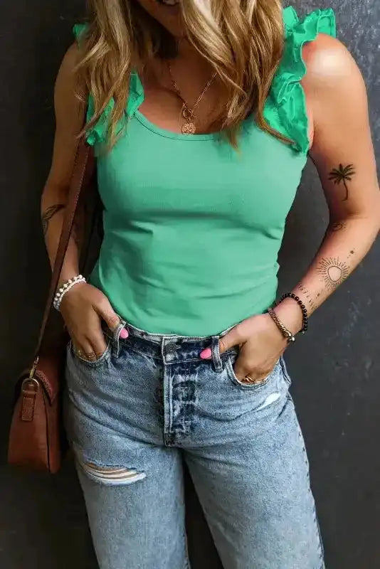 Canotta Slim con Spalline a Balze